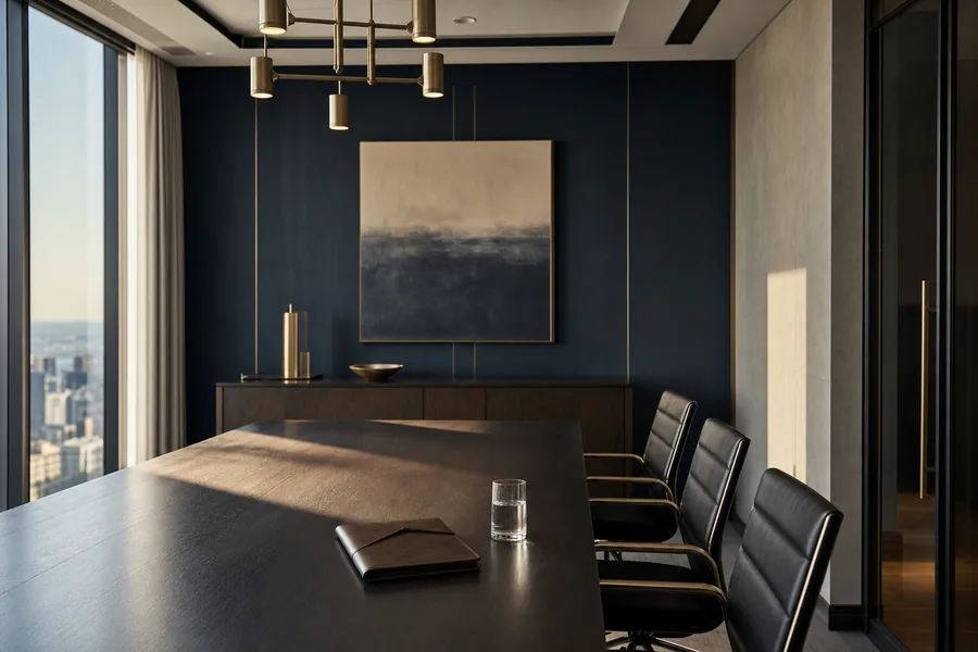 Sala de reuniones de un despacho ejecutivo con luz natural